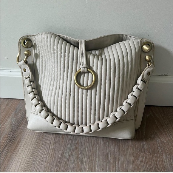 BCBGMaxAzria Handbags - BCBGMAXAZRIA Cream and brushed gold handbag purse shoulder bag